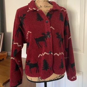 True grit fleece moose trees jacket button up
